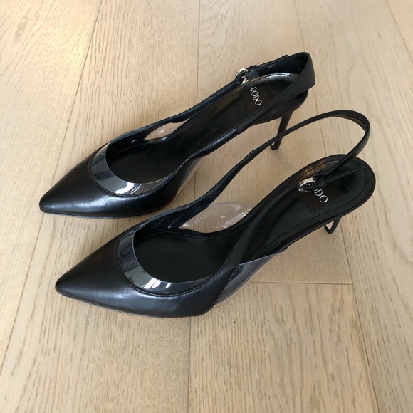 RODO Black Leather Slingback Shoes - Picture 3 of 8